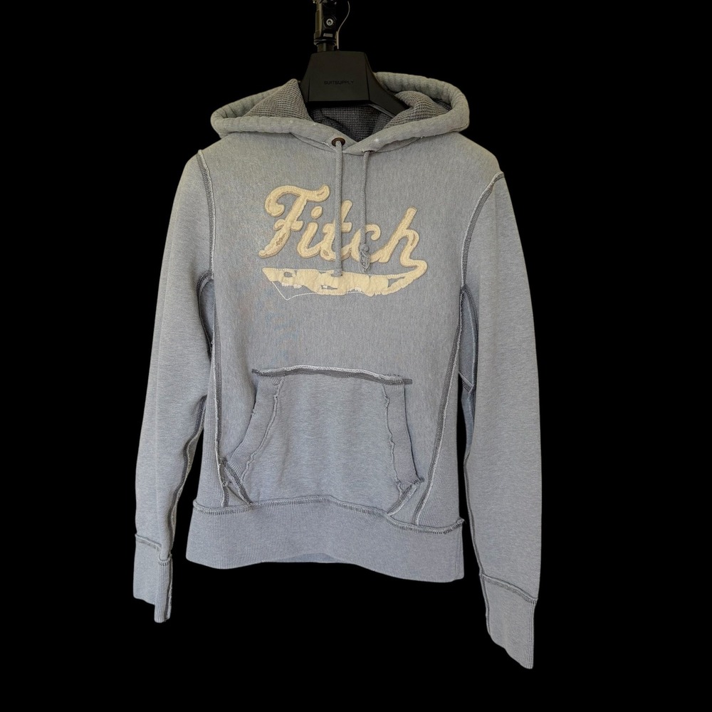 90's Abercrombie & Fitch Gray Fitch Applique Waffle Lined Hoodie Small